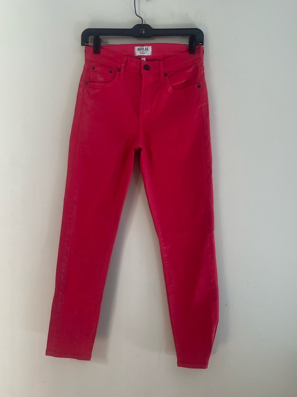Agolde Skinny High-Rise Jeans in Bright Pink